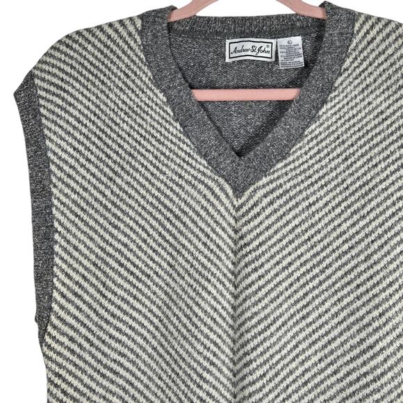 Andrew St. John Sweater Vest Women Large Gray V Neck Silk Linen Angora Blend VTG - Picture 3 of 9